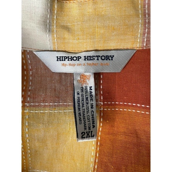 Hip Hop History Linen Button Front Shirt Men’s 2XL Streetwear Check Summer Style - Picture 7 of 8
